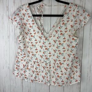 Abercrombie & Fitch peach babydoll linen blouse Small